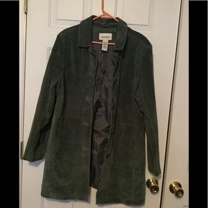 Genuine suede leather 3/4 jacket in mossy green